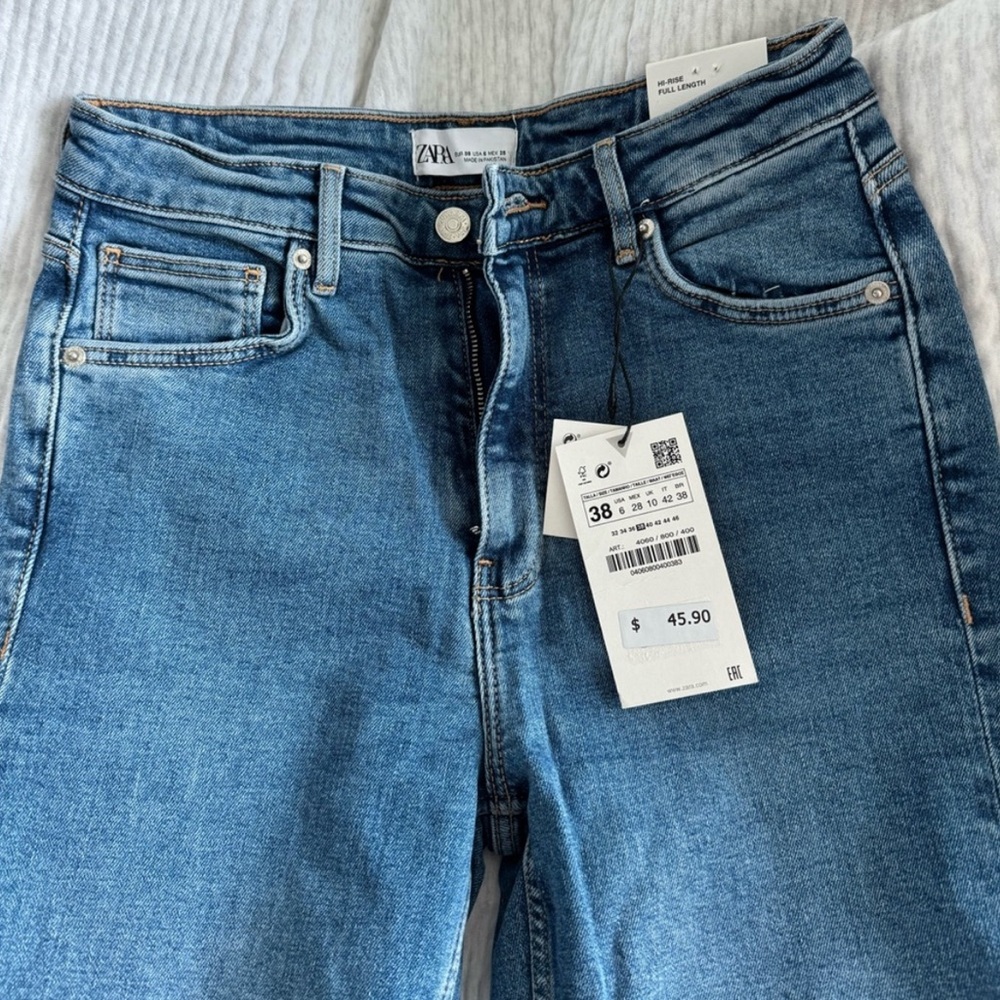 Zara Hi Rise Split Hem Women’s Blue Jeans Size 6